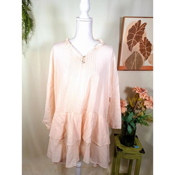JP & Mattie Tops - JP and Mattie Women's Tunic Top Light Pink Large